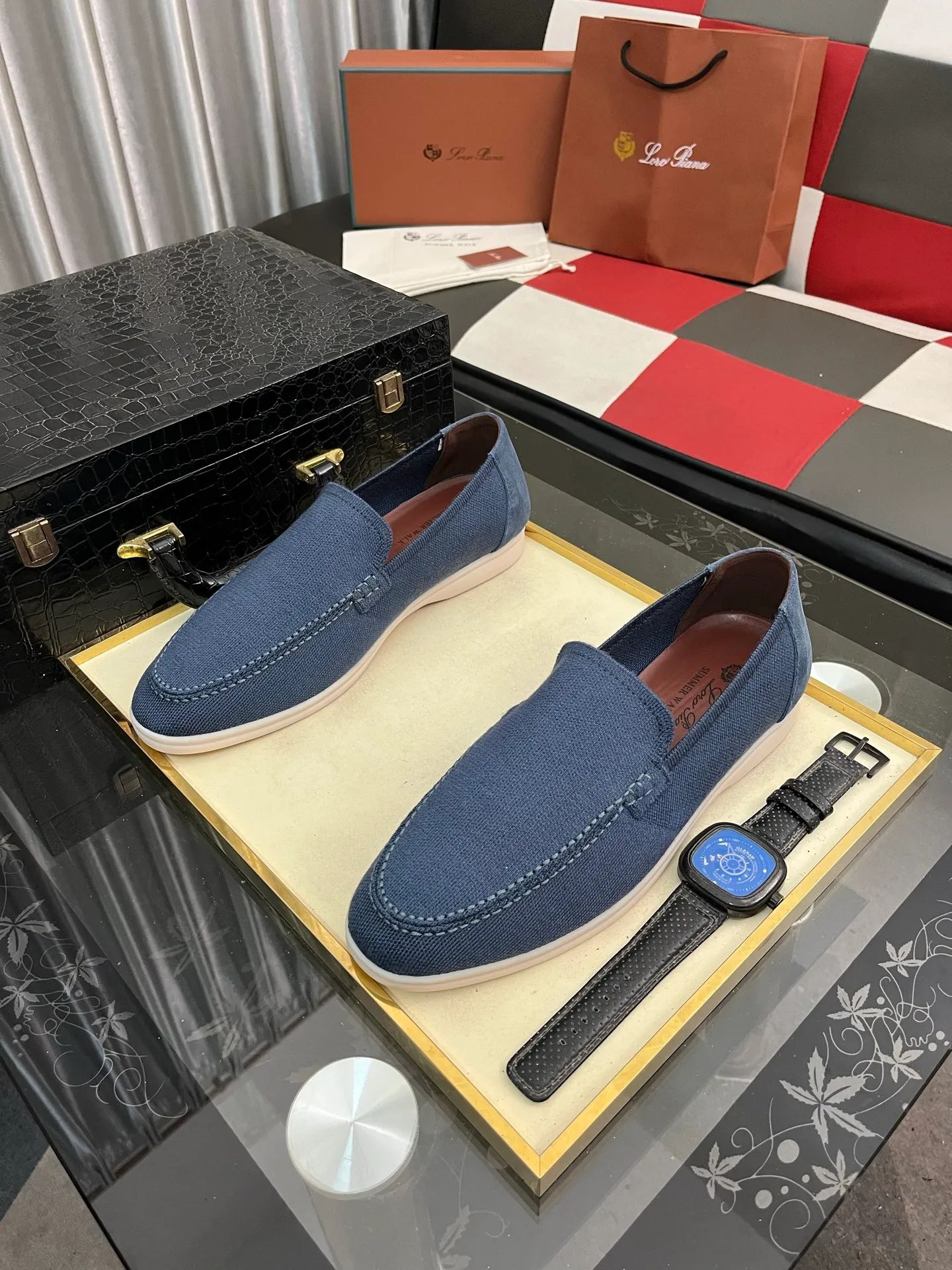 Men's men's shoes💰420⌚️⌚️Loro*Piana pure original 2025 soft and comfortable LP deerskin flat-soled casual star's same style slip-on Loaf men's shoes, size: 38-446️⃣colors available